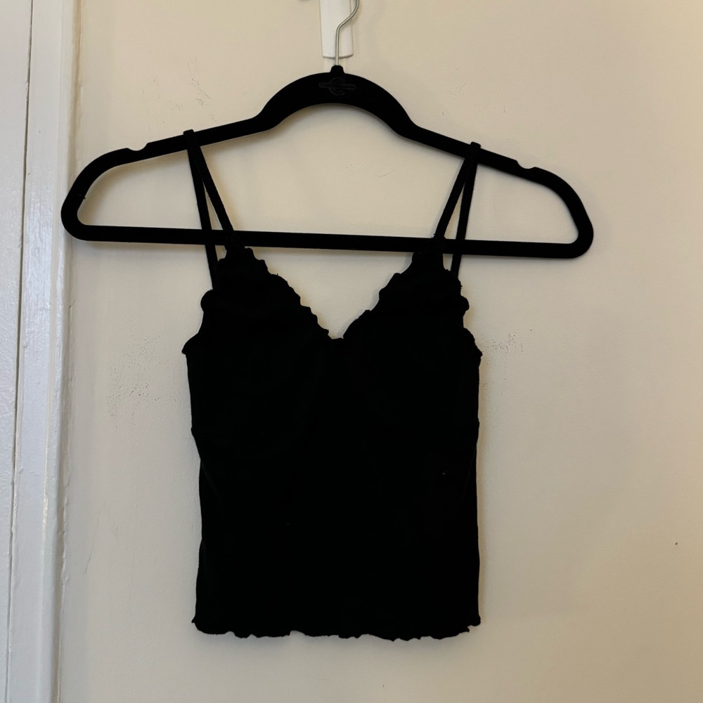 Brandy Melville Black Lettuce Hem Cami Tank Top